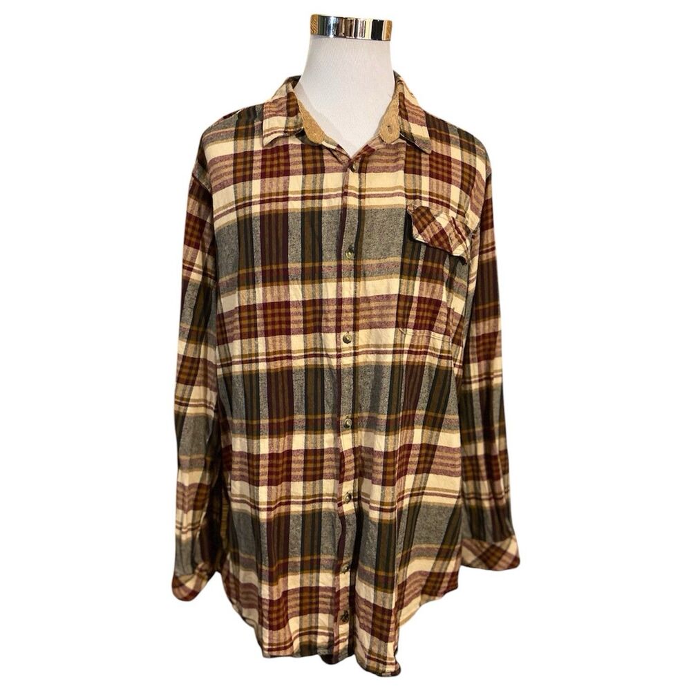 Legendary Whitetails Buck Camp Plaid Flannel Shirt Men’s 3XLT Multicolor